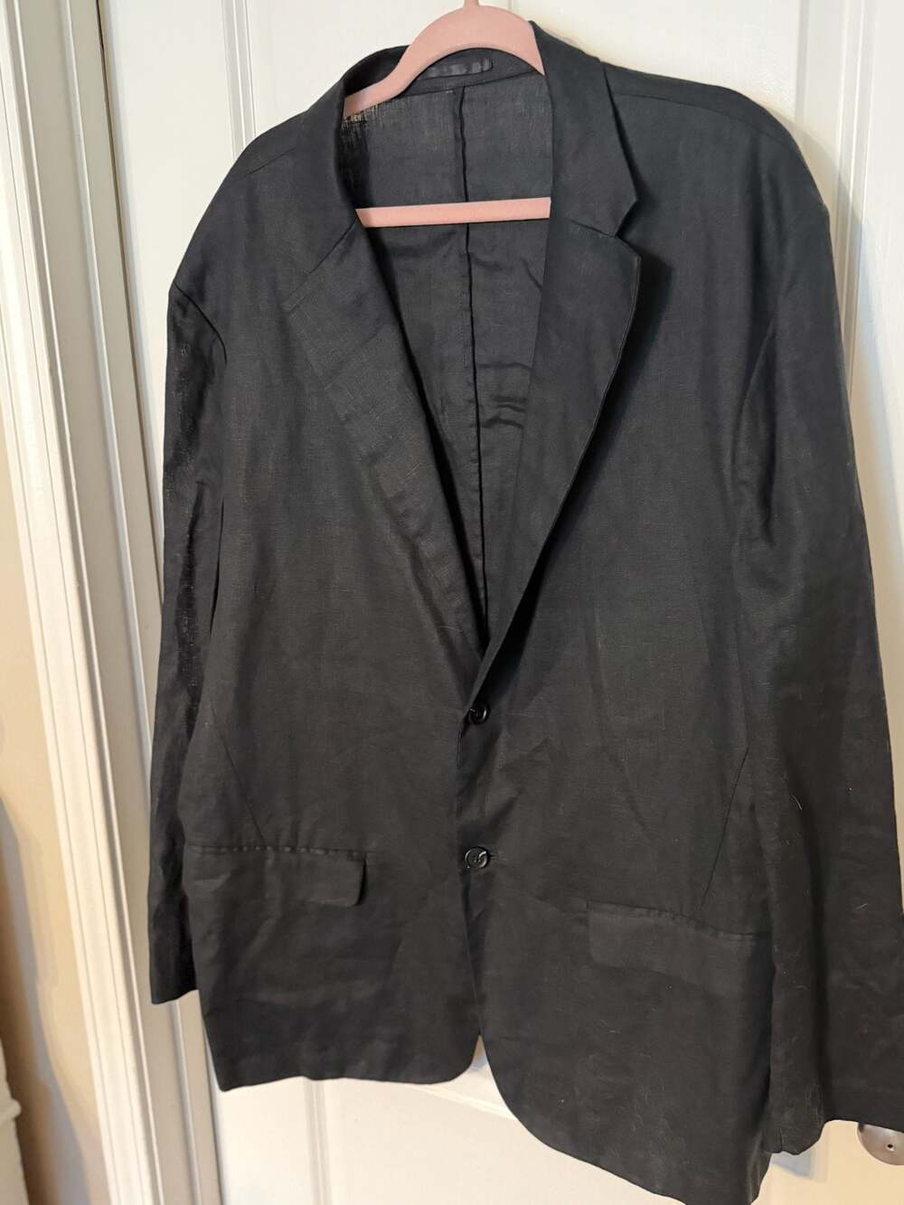 Vintage Quince Minimalist Black Linen Blazer